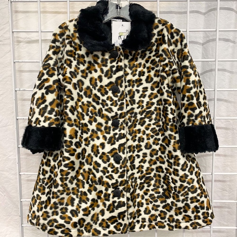 Girls Leopard Swing Coat NWT